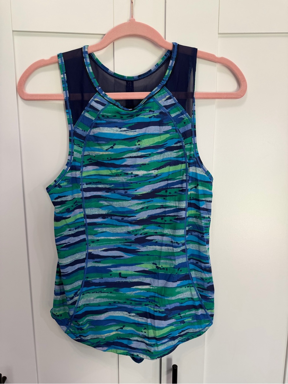 lululemon athletica Blue and Green Striped Racerback Tank